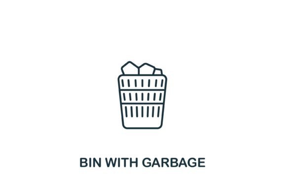 Bin With Garbage Icon for Graphics and Icons